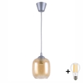 Brilagi - LED lestenec na kablu RETRO GLASS 1xE27/60W/230V premer 14 cm srebrn/dimno rjav