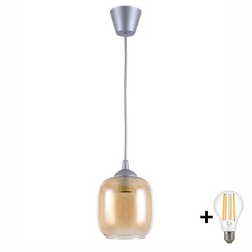 Brilagi - LED lestenec na kablu RETRO GLASS 1xE27/60W/230V premer 14 cm srebrn/dimno rjav