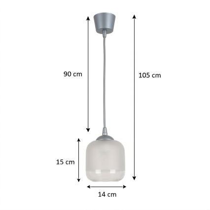 Brilagi - LED lestenec na kablu RETRO GLASS 1xE27/60W/230V premer 14 cm srebrna/bela