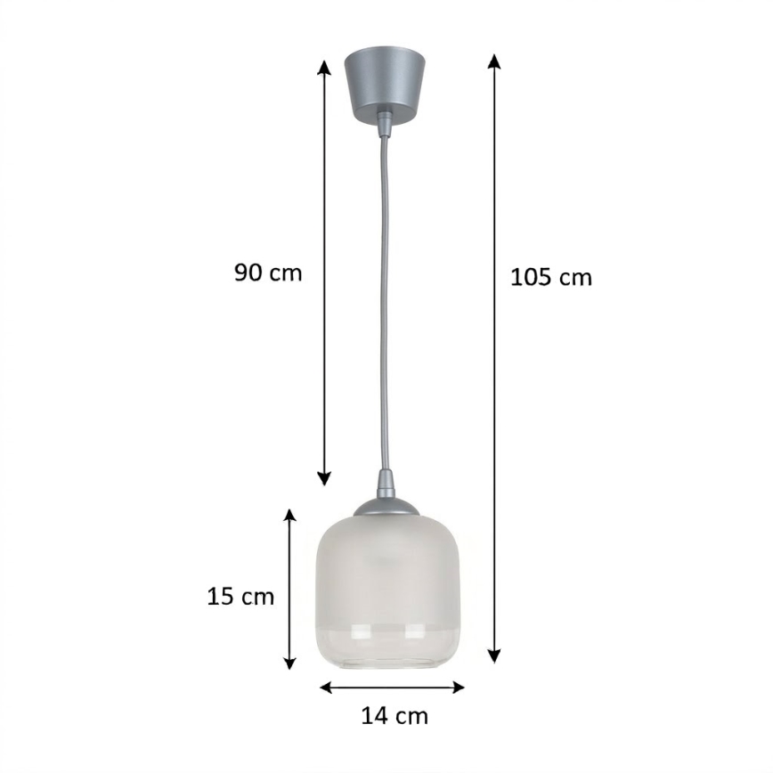 Brilagi - LED lestenec na kablu RETRO GLASS 1xE27/60W/230V premer 14 cm srebrna/bela