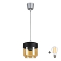 Brilagi - LED lestenec na kablu RETRO GLASS 1xE27/60W/230V premer 14 cm srebrna/dimna bež/črna