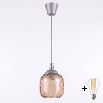 Brilagi - LED lestenec na kablu RETRO GLASS 1xE27/60W/230V premer 14 cm srebrna/dimno rjava