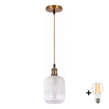 BRILAGI - LED lestenec na kablu RETRO GLASS 1xE27/60W/230V premer 14 cm zlata/bela