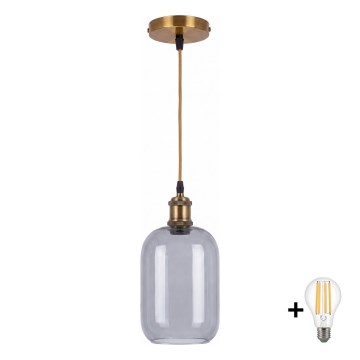 BRILAGI - LED lestenec na kablu RETRO GLASS 1xE27/60W/230V premer 14 cm zlata/dimno siva
