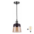 BRILAGI - LED lestenec na kablu RETRO GLASS 1xE27/60W/230V premer 15,5 cm črna/dimno bež