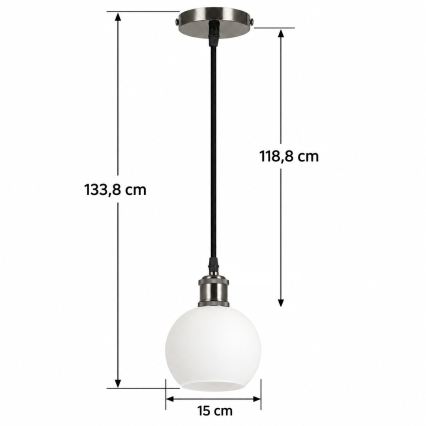 BRILAGI - LED lestenec na kablu RETRO GLASS 1xE27/60W/230V premer 15 cm črna/bela