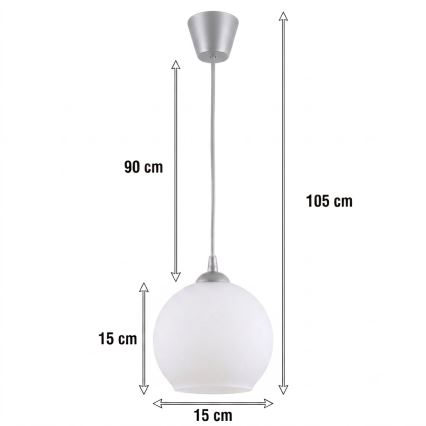 Brilagi - LED lestenec na kablu RETRO GLASS 1xE27/60W/230V premer 15 cm srebrn/bel