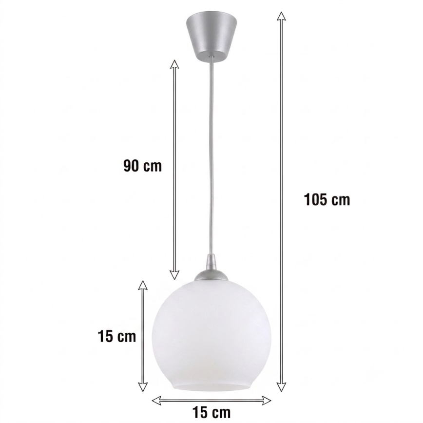 Brilagi - LED lestenec na kablu RETRO GLASS 1xE27/60W/230V premer 15 cm srebrn/bel
