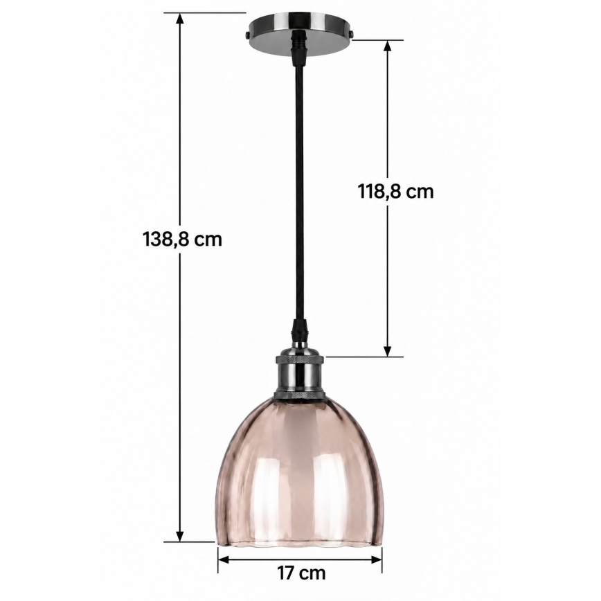 BRILAGI - LED lestenec na kablu RETRO GLASS 1xE27/60W/230V Ø 17 cm črna/dimna bež