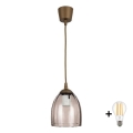 Brilagi - LED lestenec na kablu RETRO GLASS 1xE27/60W/230V premer 17 cm rjava/dimno bež