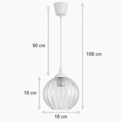 Brilagi - LED lestenec na kablu RETRO GLASS 1xE27/60W/230V premer 18 cm bela/prozorna