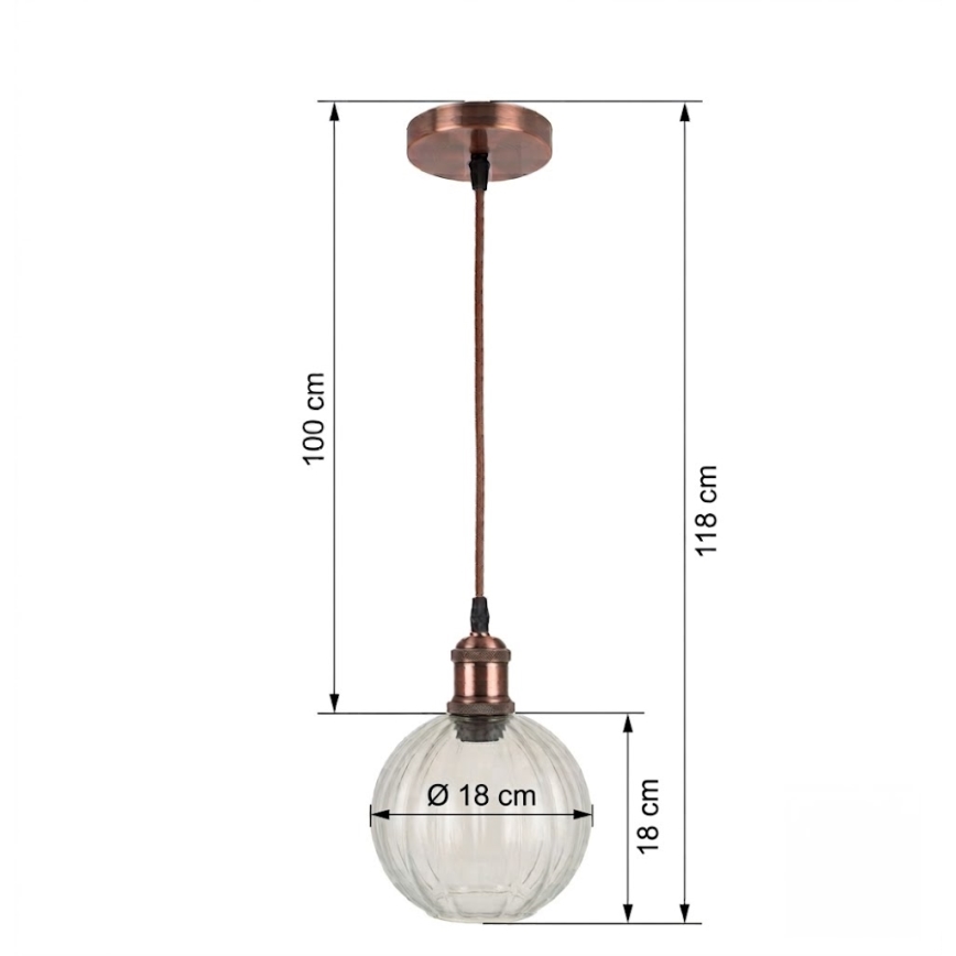 Brilagi - LED lestenec na kablu RETRO GLASS 1xE27/60W/230V premer 18 cm bela/prozorna