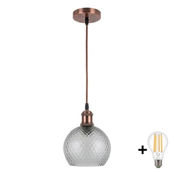 Brilagi - LED lestenec na kablu RETRO GLASS 1xE27/60W/230V premer 18 cm medena/zadimljeno siva