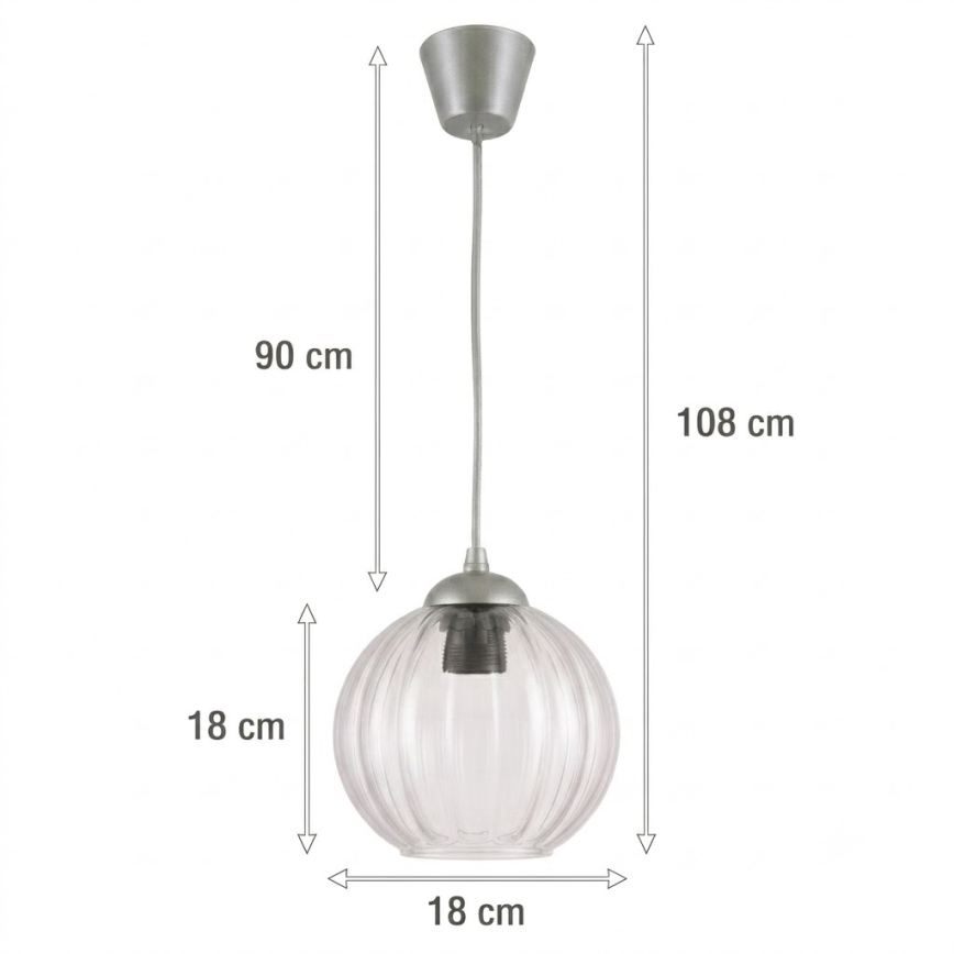 Brilagi - LED lestenec na kablu RETRO GLASS 1xE27/60W/230V premer 18 cm srebrna/prozorna