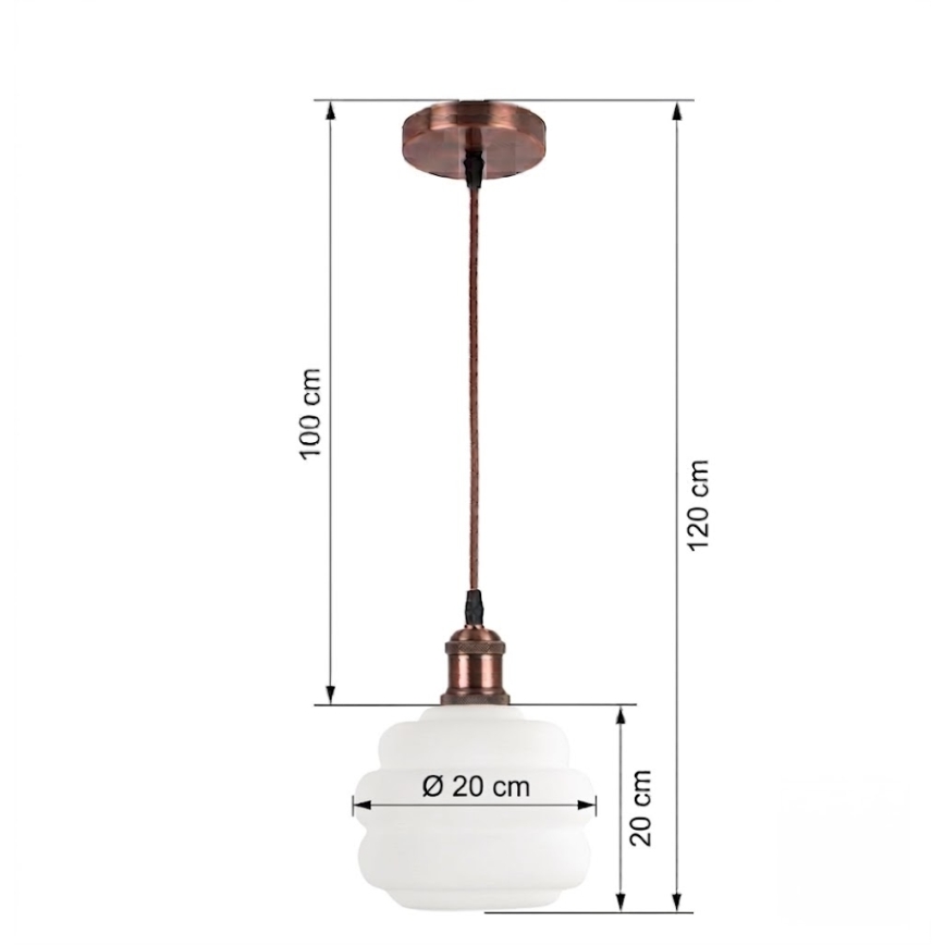 Brilagi - LED lestenec na kablu RETRO GLASS 1xE27/60W/230V premer 20 cm bakrena/bela