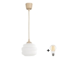 Brilagi - LED lestenec na kablu RETRO GLASS 1xE27/60W/230V, premer 20 cm, bežna/bela