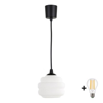 Brilagi - LED lestenec na kablu RETRO GLASS 1xE27/60W/230V premer 20 cm črna/bela