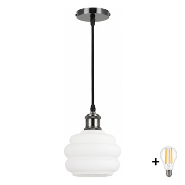 BRILAGI - LED lestenec na kablu RETRO GLASS 1xE27/60W/230V premer 20 cm črna/bela