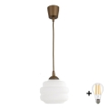 Brilagi - LED lestenec na kablu RETRO GLASS, 1xE27/60W/230V, premer 20 cm, rjava/bela