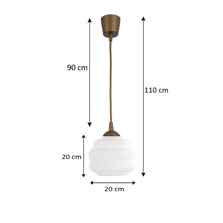 BRILAGI - LED lestenec na kablu RETRO GLASS, 1xE27/60W/230V, premer 20 cm, rjava/bela