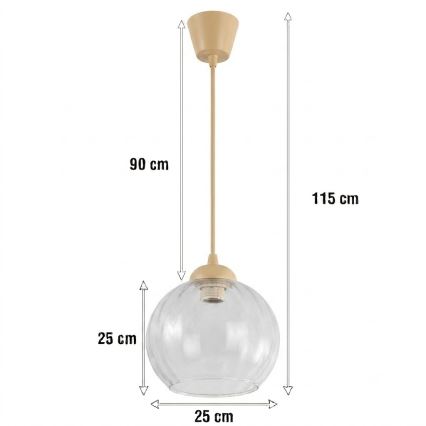 Brilagi - LED lestenec na kablu RETRO GLASS 1xE27/60W/230V premer 25 cm bežna/prozorna