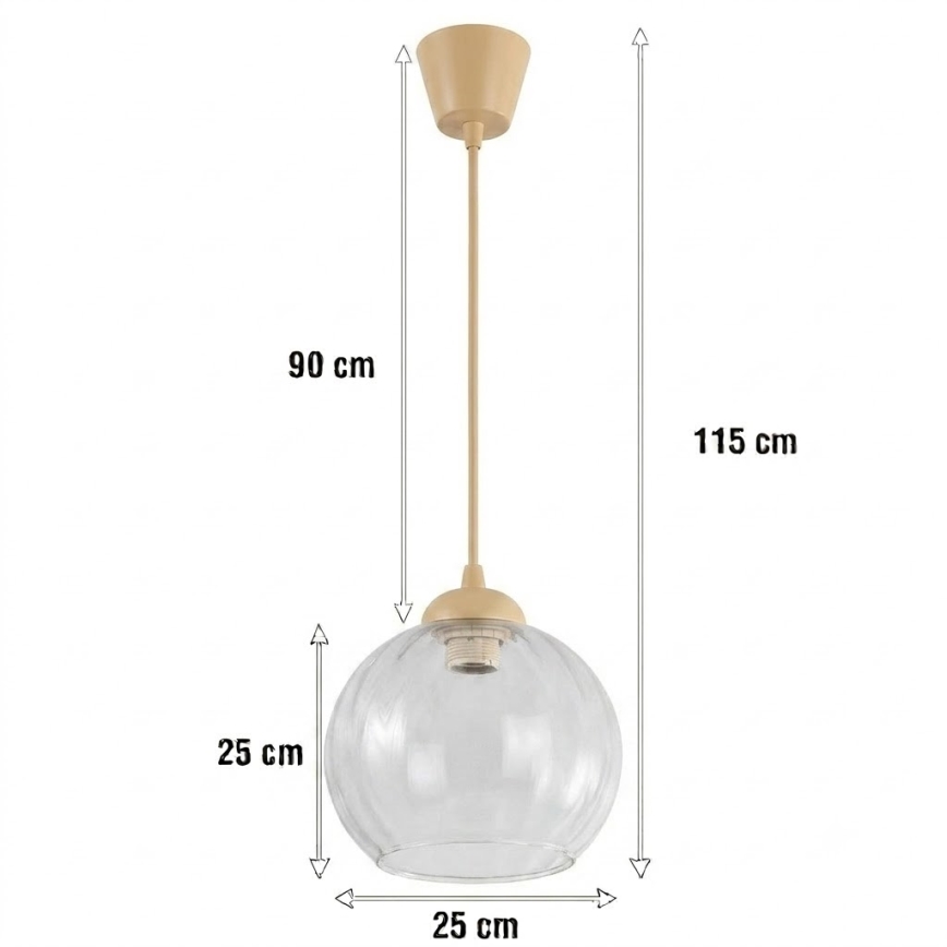 Brilagi - LED lestenec na kablu RETRO GLASS 1xE27/60W/230V premer 25 cm bežna/prozorna