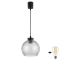 Brilagi - LED lestenec na kablu RETRO GLASS 1xE27/60W/230V premer 25 cm črna/dimno siva
