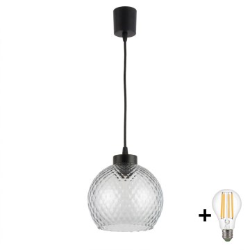 Brilagi - LED lestenec na kablu RETRO GLASS 1xE27/60W/230V premer 25 cm črna/dimno siva