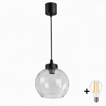 Brilagi - LED lestenec na kablu RETRO GLASS 1xE27/60W/230V premer 25 cm črna/prozorna