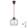 Brilagi - LED lestenec na kablu RETRO GLASS 1xE27/60W/230V premer 25 cm rjava/dimna siva
