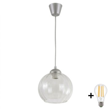 Brilagi - LED lestenec na kablu RETRO GLASS 1xE27/60W/230V, premer 25 cm, srebrna/prozorna