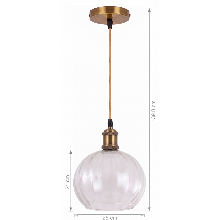 BRILAGI - LED lestenec na kablu RETRO GLASS 1xE27/60W/230V premer 25 cm zlata/prozorna