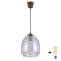 Brilagi - LED lestenec na kablu RETRO GLASS 1xE27/60W/230V premer 26 cm rjava/dimno siva