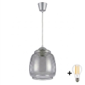 Brilagi - LED lestenec na kablu RETRO GLASS 1xE27/60W/230V premer 26 cm srebrna/dimno siva