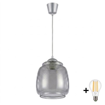 Brilagi - LED lestenec na kablu RETRO GLASS 1xE27/60W/230V premer 26 cm srebrna/dimno siva