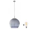 BRILAGI - LED lestenec na kablu RETRO GLASS 1xE27/60W/230V premer 38 cm matni krom/dimno siva