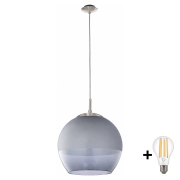 BRILAGI - LED lestenec na kablu RETRO GLASS 1xE27/60W/230V premer 38 cm matni krom/dimno siva