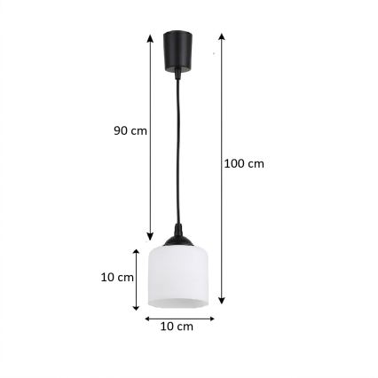 Brilagi - LED lestenec na kablu RETRO GLASS 1xE27/60W/230V Ø 14 cm črna/bela