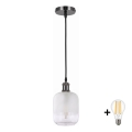 BRILAGI - LED lestenec na kablu RETRO GLASS 1xE27/60W/230V Ø 14 cm črna/bela