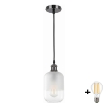 BRILAGI - LED lestenec na kablu RETRO GLASS 1xE27/60W/230V Ø 14 cm črna/bela