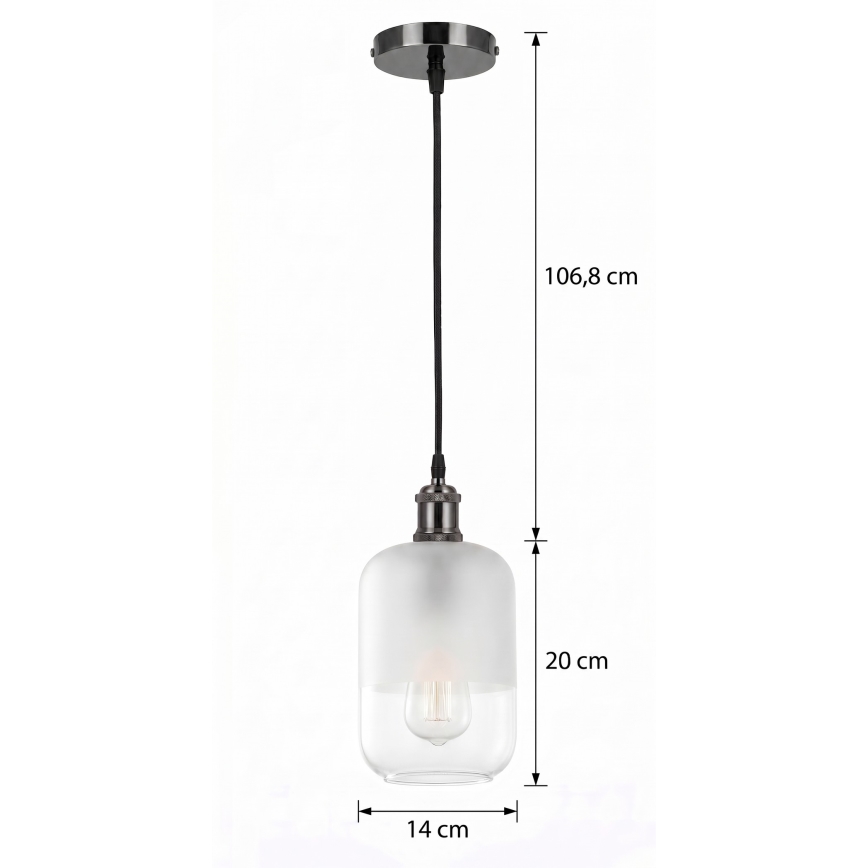 BRILAGI - LED lestenec na kablu RETRO GLASS 1xE27/60W/230V Ø 14 cm črna/bela