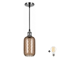 BRILAGI - LED lestenec na kablu RETRO GLASS 1xE27/60W/230V Ø 14 cm črna/dimljeno rjava