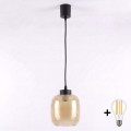 Brilagi - LED lestenec na kablu RETRO GLASS 1xE27/60W/230V Ø 14 cm črna/dimno rjava