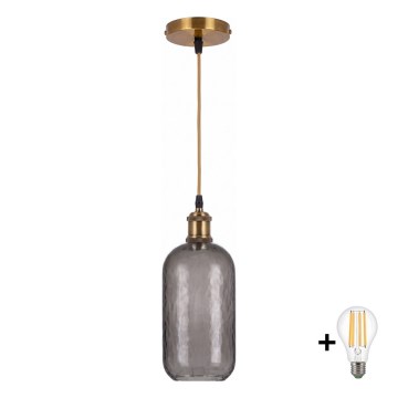 BRILAGI - LED lestenec na kablu RETRO GLASS 1xE27/60W/230V Ø 14 cm zlata/dimna siva