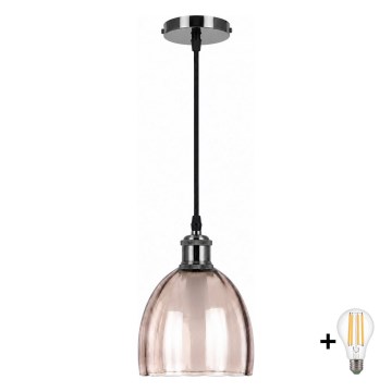 BRILAGI - LED lestenec na kablu RETRO GLASS 1xE27/60W/230V Ø 17 cm črna/dimna bež
