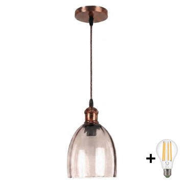 Brilagi - LED lestenec na kablu RETRO GLASS 1xE27/60W/230V Ø 17 cm medena/dimljeno bež