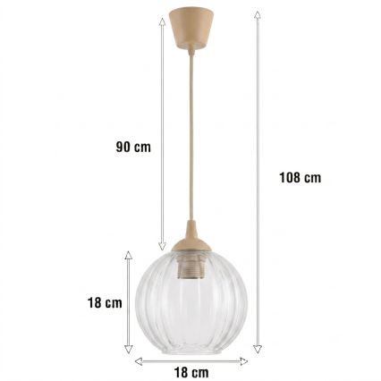 Brilagi - LED lestenec na kablu RETRO GLASS 1xE27/60W/230V Ø 18 cm bež/prozorna
