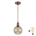 Brilagi - LED lestenec na kablu RETRO GLASS 1xE27/60W/230V Ø 18 cm medena/dimno rjava