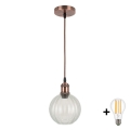 Brilagi - LED lestenec na kablu RETRO GLASS 1xE27/60W/230V Ø 18 cm medena/prozorna