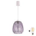 Brilagi - LED lestenec na kablu RETRO GLASS 1xE27/60W/230V Ø 26 cm bela/dimno siva